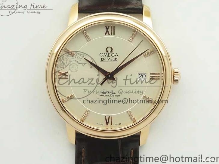 0124 Durable De Ville RG MKF 1:1 Best Edition Silver Dial Diamonds Markers on Brown Leather Strap MIYOTA 9015 V 8047